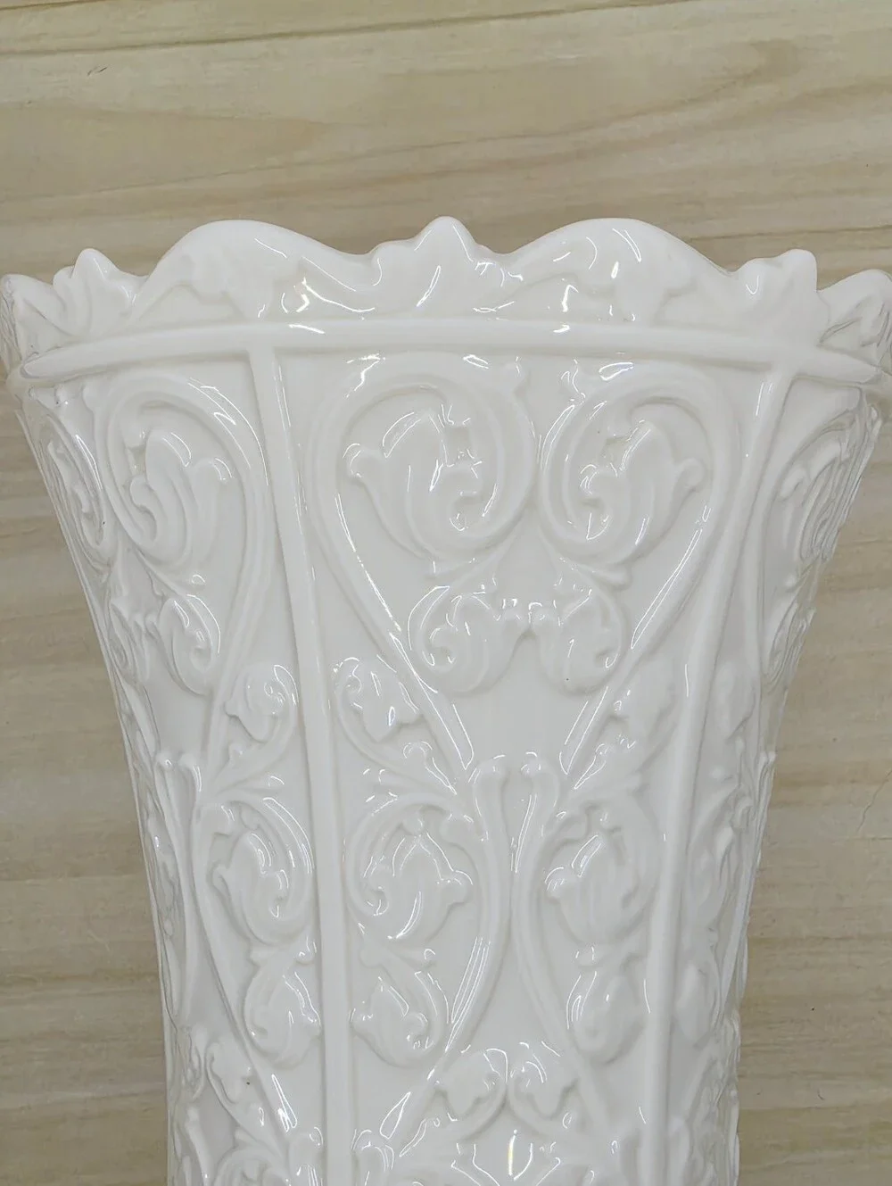Lenox Wentworth Collection Vase Large Cream Embossed Vines USA Retired Porcelain